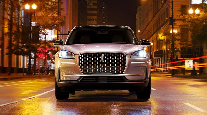 The striking grille of a 2024 Lincoln Corsair® SUV is shown. | Purchase Lincoln in Mayfield KY