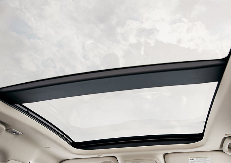 The available panoramic Vista Roof® is shown from inside a 2024 Lincoln Corsair® SUV. | Purchase Lincoln in Mayfield KY