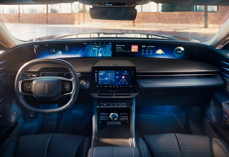 A large panoramic display is shown on the dashboard of a 2024 Lincoln Nautilus® SUV | Purchase Lincoln in Mayfield KY