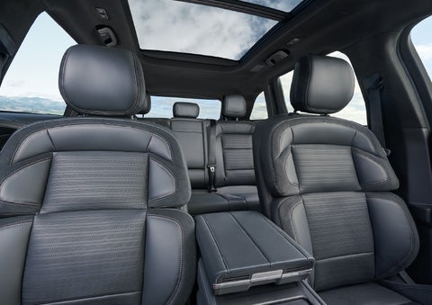 The spacious second row and available panoramic Vista Roof® is shown. | Purchase Lincoln in Mayfield KY